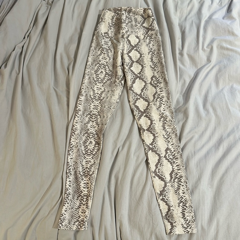 Worn 1 time! Beach riot snake print tan leggings